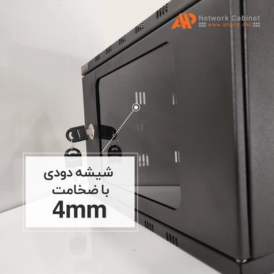 رک 4 یونیت عمق 36 | مشکی درب شیشه‌ای AHP