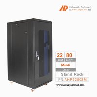 رک ایستاده 22 یونیت عمق 80 | مشکی درب شیشه ای AHP