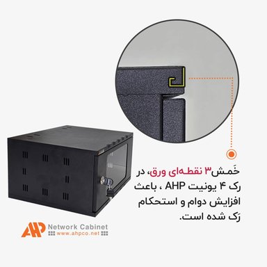 رک 4 یونیت عمق 36 | مشکی درب شیشه‌ای AHP